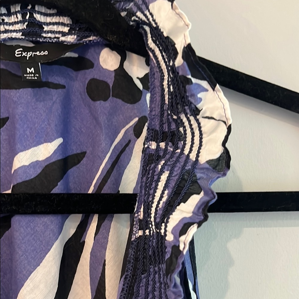 Express Purple and Black Patterned Top - Picture 3 of 7